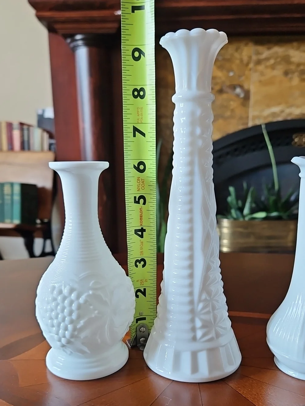 VTG Milk Glass Bud Vase Lot 3, Randall Ring of Fire, Hocking, Imperial Glass MCM